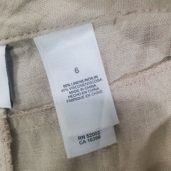 AXCESS Pants Womens SZ 6 Linen Cargo Pockets‎ Safari Khaki Crop Coastal Beach - Picture 7 of 10